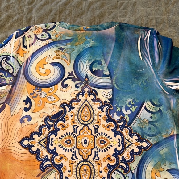 Karen by Karen Kane Short-Sleeve Shirt, Boho, Floral, Colorful,  Sleeves, Size M - Picture 3 of 9